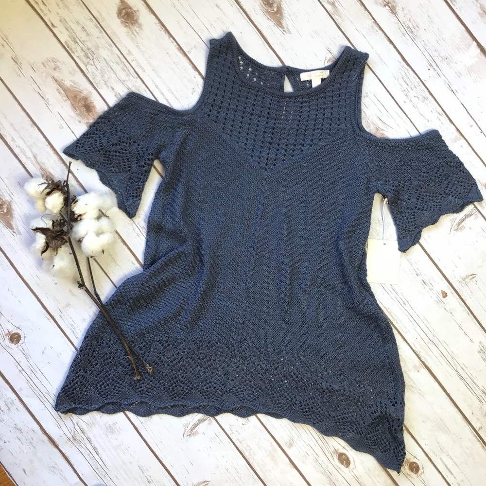 NWT LC Lauren Conrad Crochet Cold-Shoulder Top S